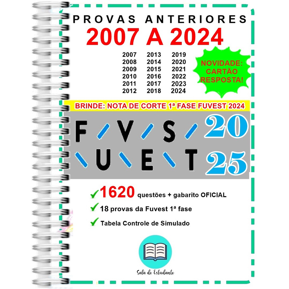 Fuvest 1 Fase 1530 Questões Provas 2007 A 2023 + Gabarito Oficial No ...