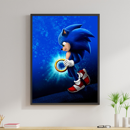 Poster Emoldurado A3 SONIC MANIA personagens video game jogo