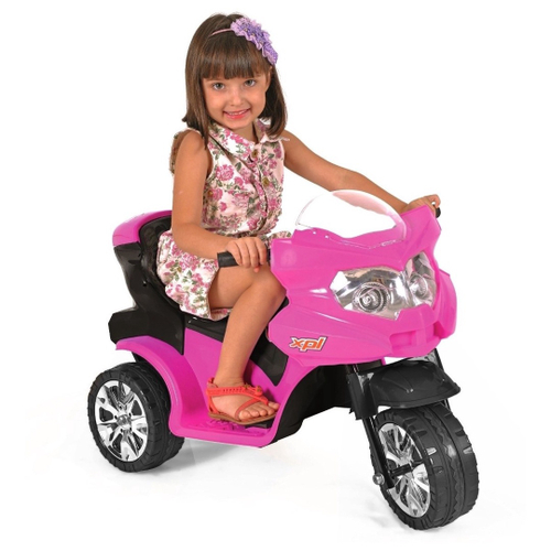 Motoca Moto Infantil Elétrica Menina Rosa 6v Até 25kg Grande