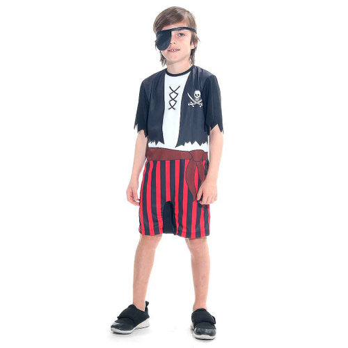 Fantasia Pirata Infantil Masculino Tapa Olho Camiseta Shorts em Promoção na  Americanas