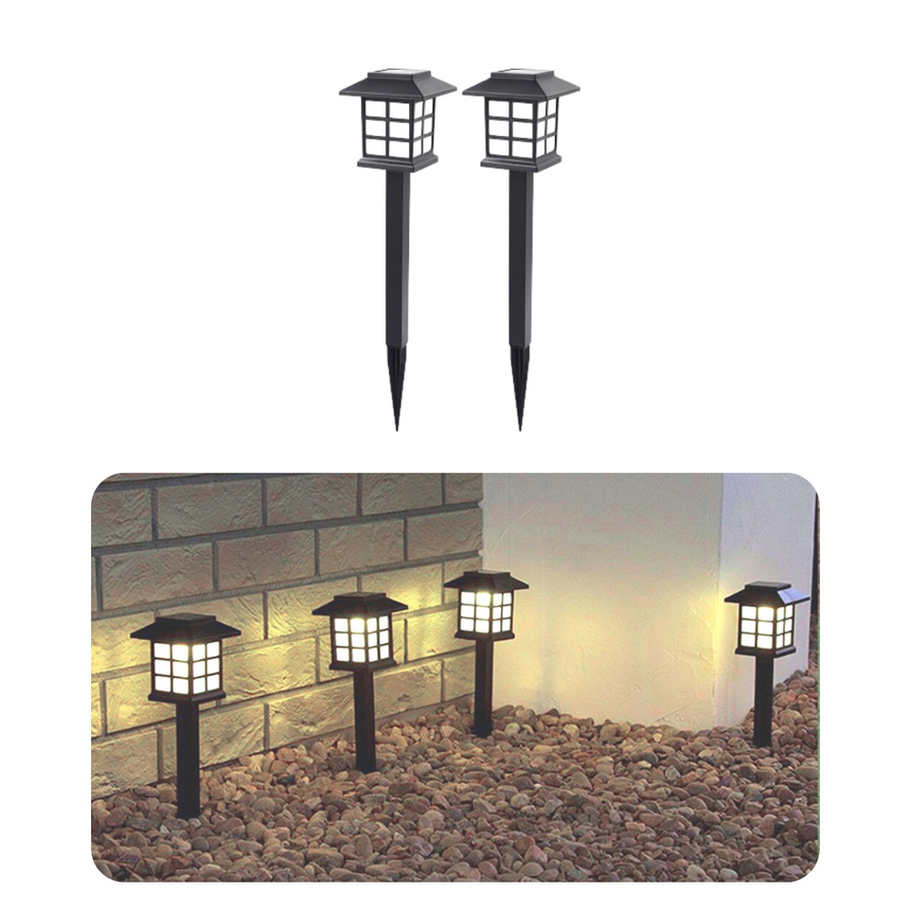 Kit 2 Luminárias Espeto Oriental Estaca Solar Tipo Casinha De Chão Luz