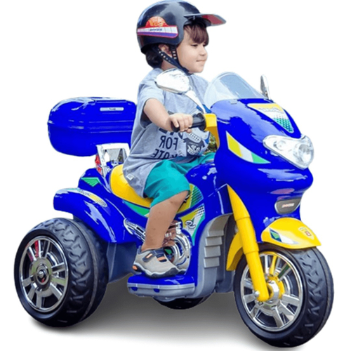 Moto Eletrica Infantil Belfix Big Trail Sport 6V Azul Rodinhas