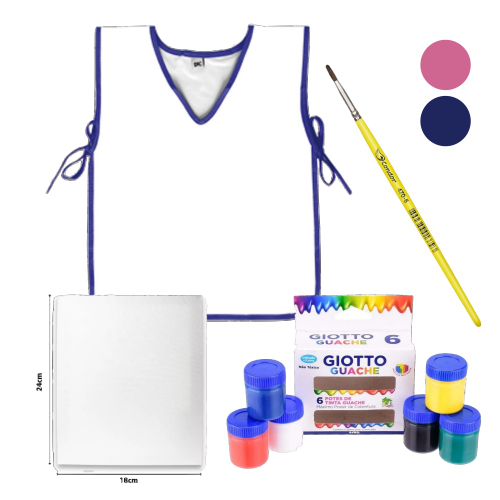 Kit Pintura Infantil no Cavalete c/ 1 Tela, 2pinceis,6guache