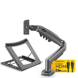 Suporte de Monitor Articulado F98HDMI + Cabo hdmi 2,5M + Suporte de Notebook LAP01 Menor preço em Suporte de Monitor Articulado F98HDMI + Cabo hdmi 2,5M + Suporte de Notebook LAP01