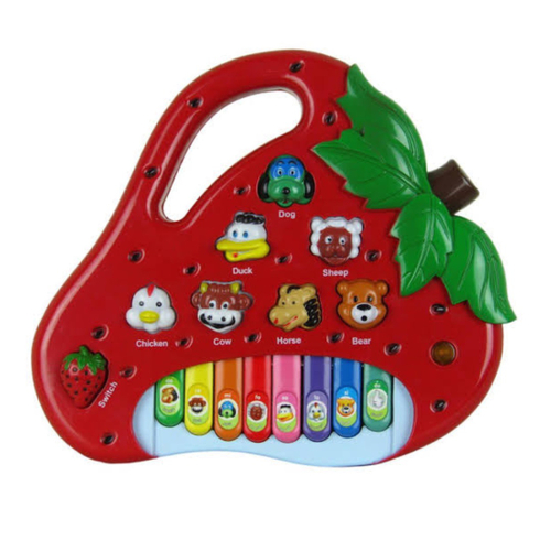 Pianinho Teclado Musical Infantil Som Luz Fazendinha Animais Cor Vermelho