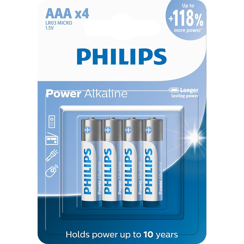 Pilha Philips Alcalina Aaa 1 5V Com 4 Unidades LR03P4B 59 Submarino