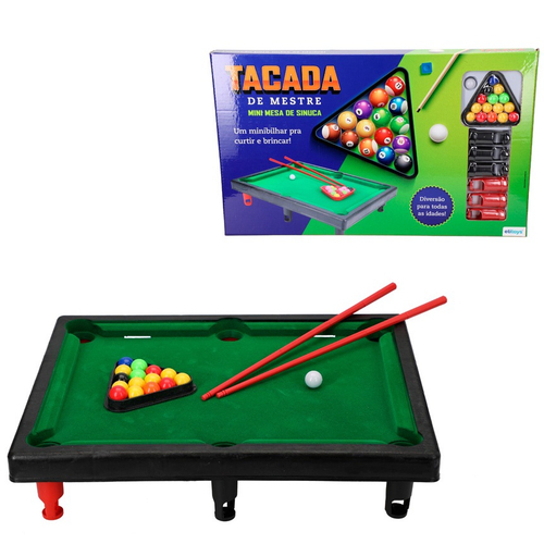 JOGO MESA DE SINUCA MINI BILHAR SOOKER INFANTIL COM TACOS E BOLAS