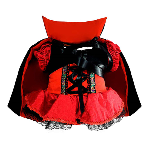 Fantasia Vampiro Feminina Infantil Luxo Com Capa Removível