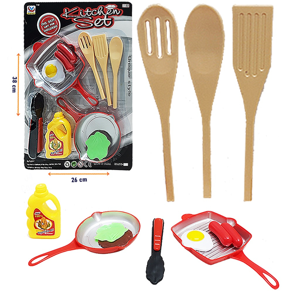 Kit Cozinha Infantil com Frigideira, Ovo e Salsicha - 7 Peças