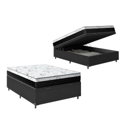 Cama Box Baú Viúva 128 Sintético Preto com Colchão Espuma D33 One Face - Bello Box - 58X128X188 Menor preço em Cama Box Baú Viúva 128 Sintético Preto com Colchão Espuma D33 One Face - Bello Box - 58X128X188