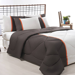 Coordenado Edredom + Jogo De Cama Queen Aconchego Premium 06 Peças - Marrom/ Palha Menor preço em Coordenado Edredom + Jogo De Cama Queen Aconchego Premium 06 Peças - Marrom/ Palha