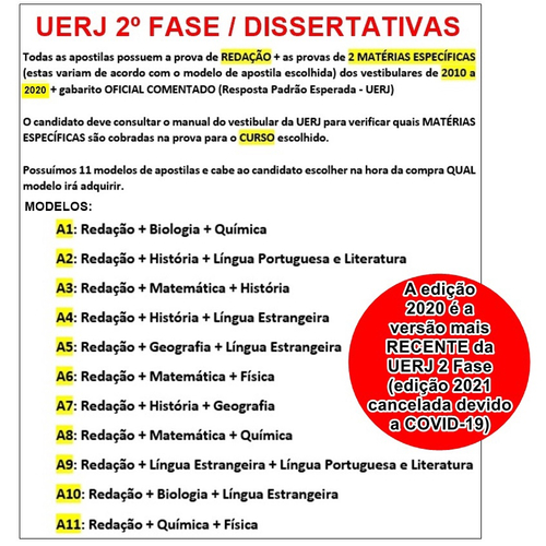 Uerj 1 E 2 Fase 860 Questões + Gabarito Oficial No Shoptime