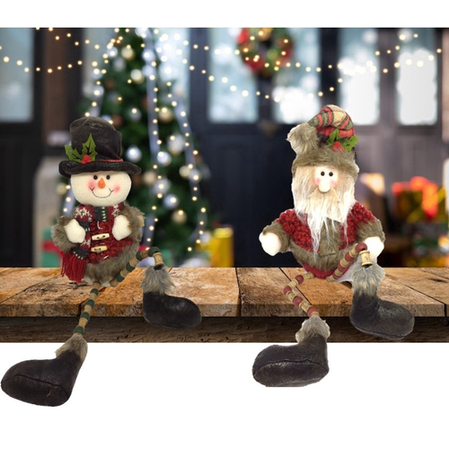 Jogo Sino Natal Metal Rústico Papai Noel E Boneco De Neve Pelúcia 14cm 6  Unidades - Master Christmas