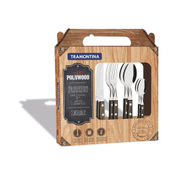 Faqueiro 24 peças polywood castanho sortidos com laminas de aco inox E cabos de madeira tramontina é ruim? Faqueiro 24 peças polywood castanho sortidos com laminas de aco inox E cabos de madeira tramontina é boa?