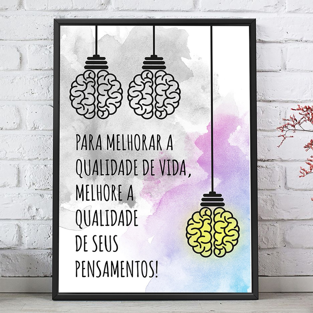 Quadro decorativo emoldurado com o significado da frase obrigado