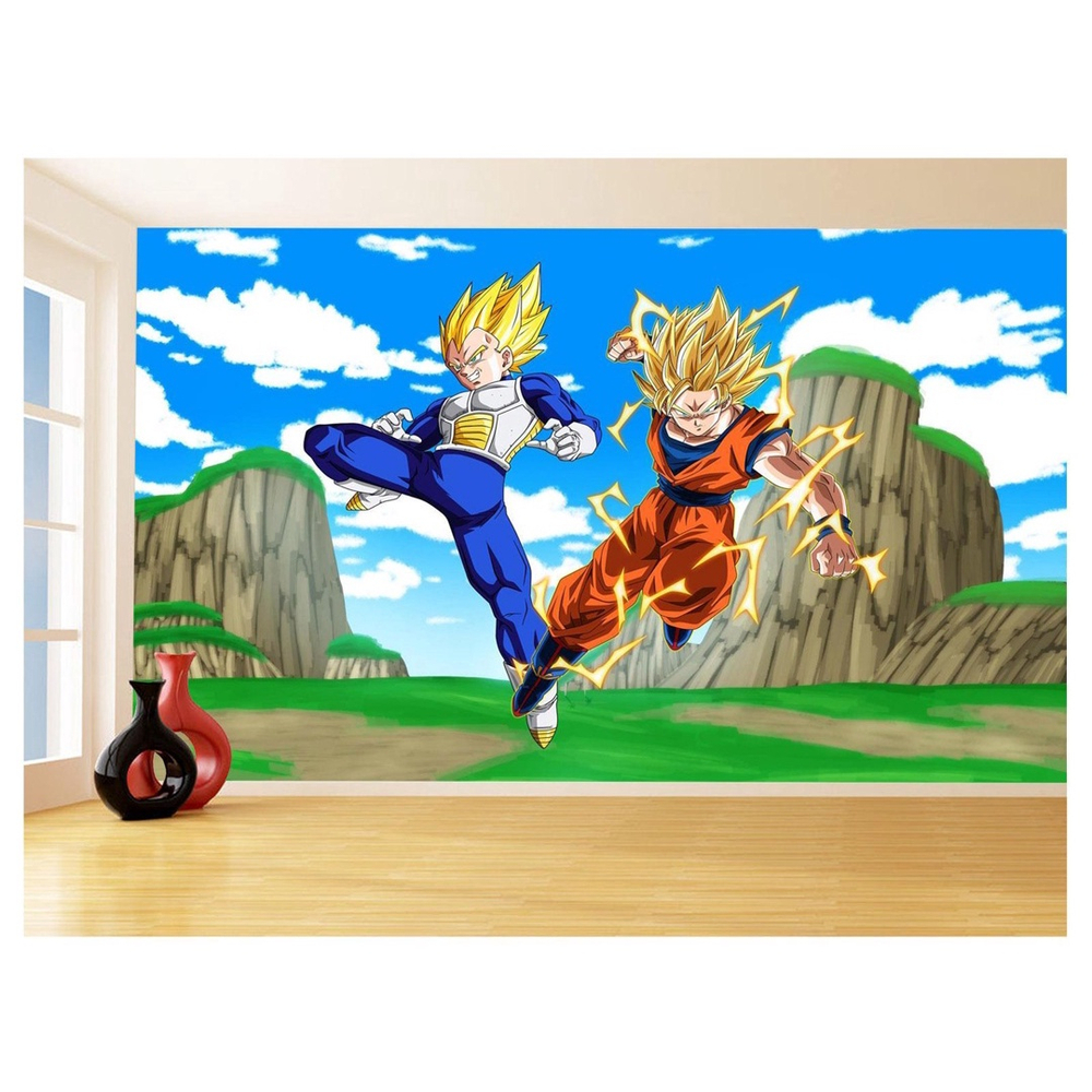 Adesivo de Parede Goku e Vegeta Super Sayajin - EG 83x98cm