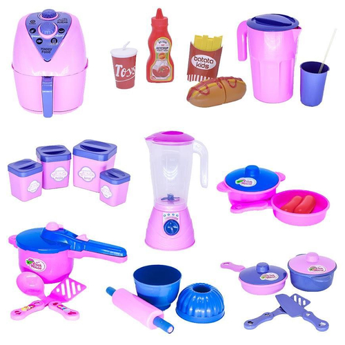 Kit Jogo De Cozinha Infantil Comidinha Microondas Batedeira