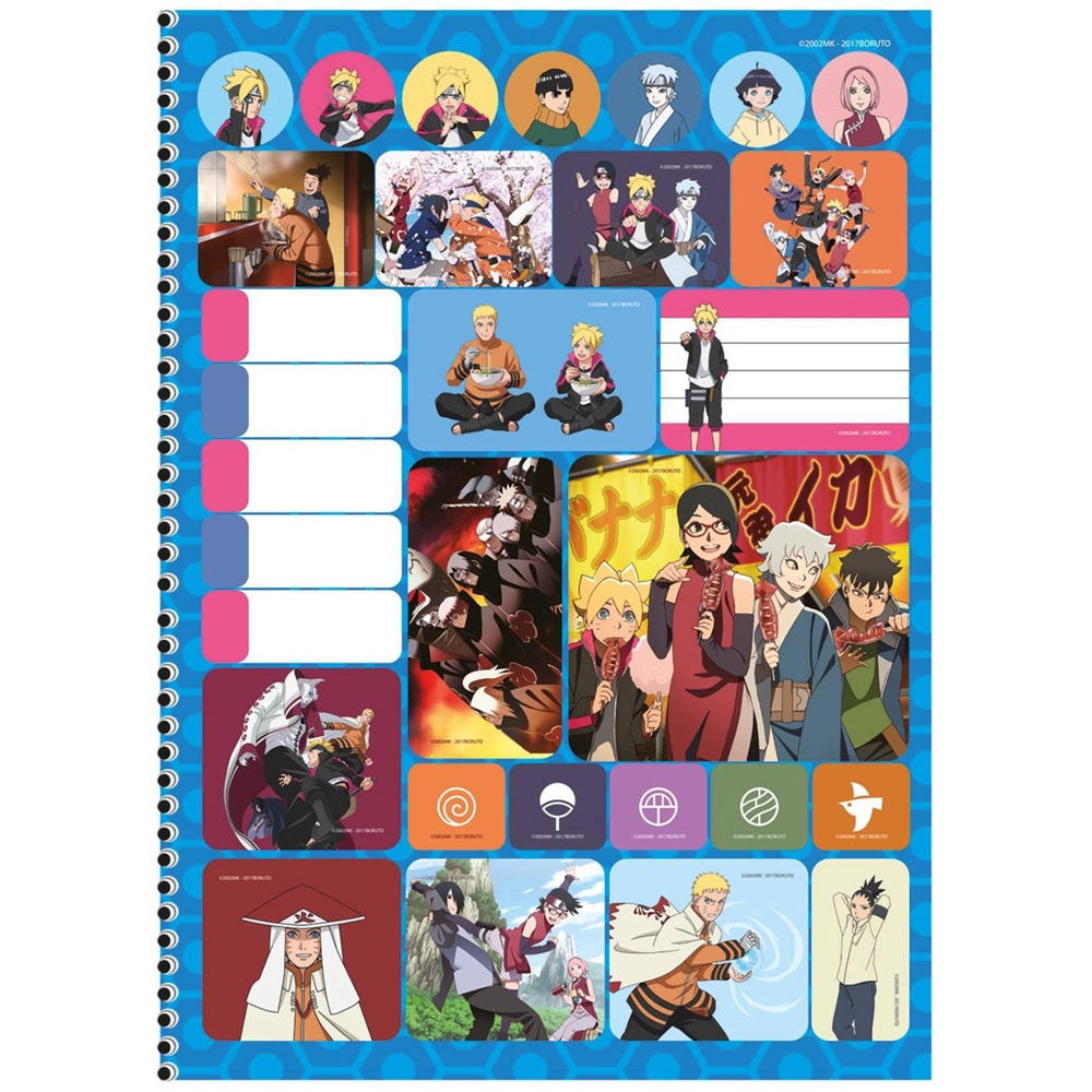 Caderno Espiral 1 Matéria Boruto Anime Naruto Escolar - São