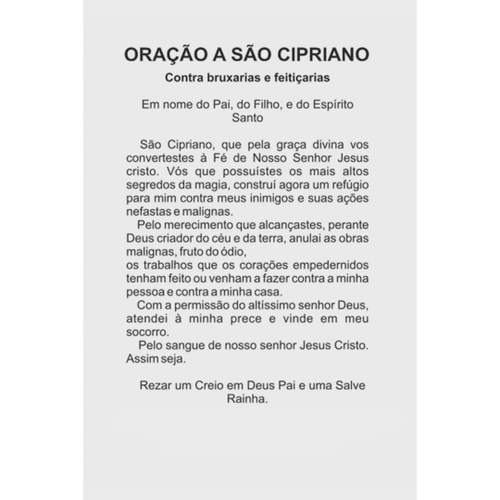 100 Santinhos São Cipriano (oração no verso) - 7x10 cm