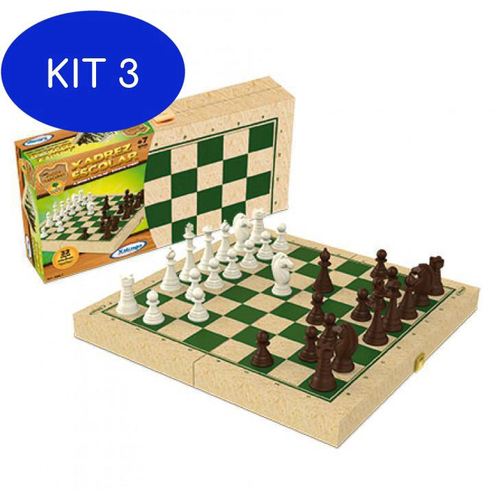 Kit 3 Jogo De Xadrez Peças Grandes Nig no Shoptime