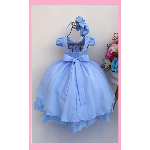 Vestido infantil de store festa azul claro