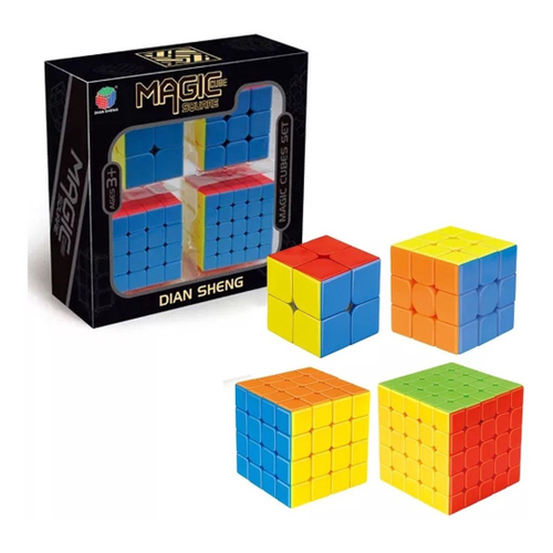 Kit Cubo Mágico Profissional MoYu 3x3 e 4x4 Carbon - Cubo Mágico