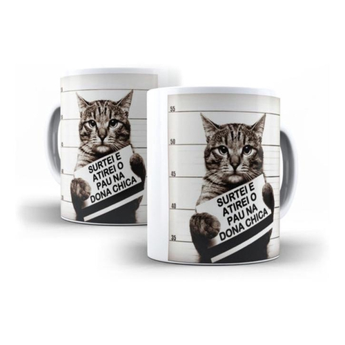 Caneca Gato Preto Decoração Cerâmica Gatinho Fofinho Pet