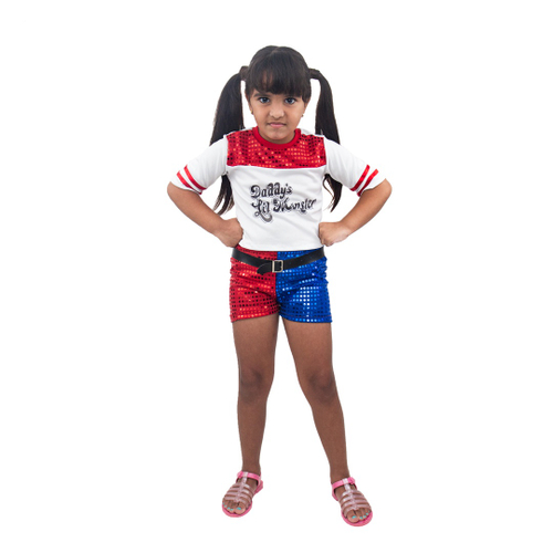 Fantasia Menina Roupa Infantil Arlequina Dm Comics - Super Magia