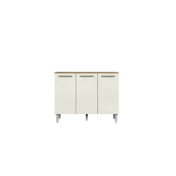 Balcão Multiuso Cozinha 03 Portas 91 cm Isadora Atacama/Off White Aramóveis Menor preço em Balcão Multiuso Cozinha 03 Portas 91 cm Isadora Atacama/Off White Aramóveis