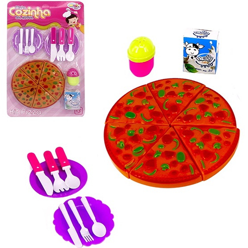 Kit Comidinhas De Brinquedo Bolo + Pizza Da Barbie Cotiplas