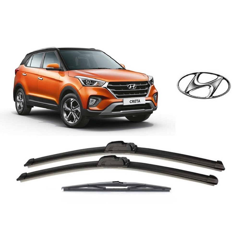 Kit 3 Palhetas Limpador De Parabrisa Dianteiro + Traseiro Hyundai Creta