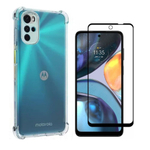 Capa Anti Shock Transparente + 2x Peliculas de Vidro 3D para Motorola Moto G22