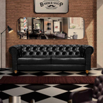 Sofá Para Barbearia 2,20m Chesterfield Living Corino Preto Shop jm