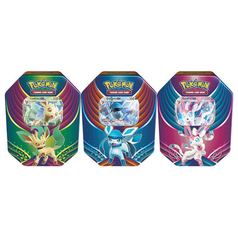 Pokémon TCG: Evolution Celebration Tin (Leafeon-GX) and 1 of 6