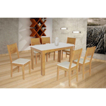 Conjunto Mesa Retangular Milena 6 Cadeiras São Carlos Freijo Com Off White