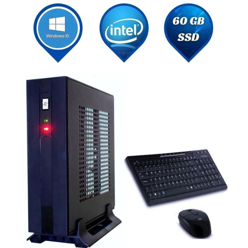 Computador slim intel dual core 4gb 60gb ssd kit em promo o