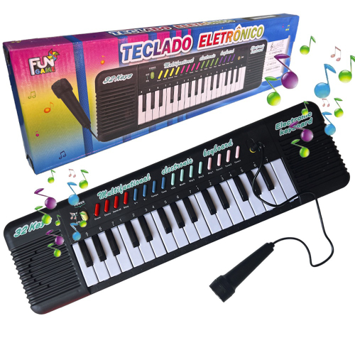 Teclado Com Microfone Piano Infantil Brinquedo Musical no Shoptime