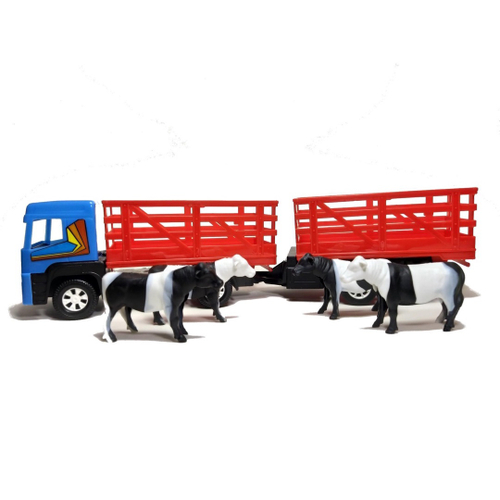 Caminhão Carreta Rodotrem Com 4 Bois Brinquedo Diverplas 912