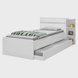Cama Baú Jade Solteiro com Auxiliar Branco - JeA Móveis Menor preço em Cama Baú Jade Solteiro com Auxiliar Branco - JeA Móveis
