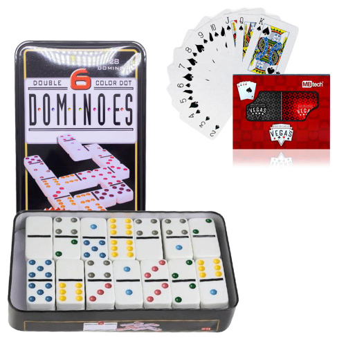 Kit 3 Jogos De Mesa Dominó + Uno + 2 Baralhos Cartas Truco