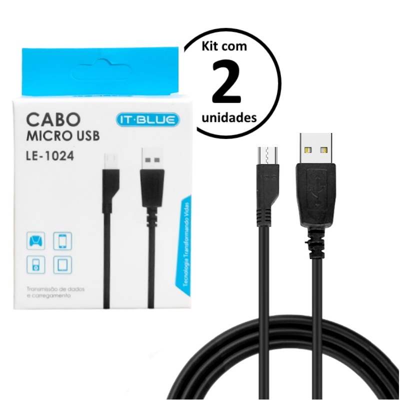 Kit Cabos De Carregamento E Dados Micro Usb V Para Celular It Blue Max Submarino