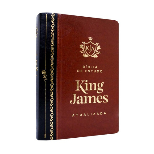 Bíblia De Estudo King James Atualizada Letra Grande Capa Luxo Marrom E ...