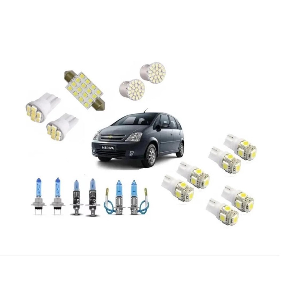 Kit Meriva Farol E Led Super Branca Teto Farol Placa R Submarino