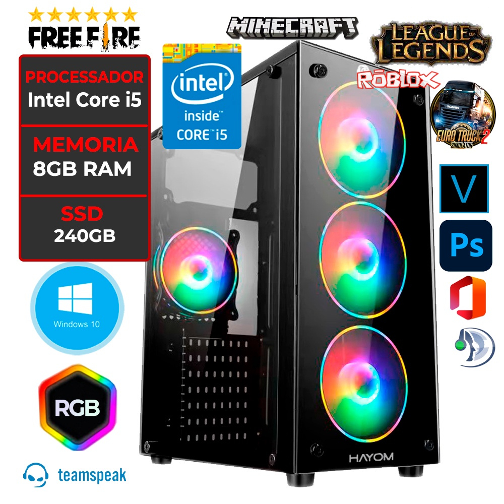 PC Gamer Barato Intel i5 3.2 GHZ SSD 240GB 8GB Memoria Ram Placa de Video  Jogos - Computador Gamer Fácil Intel Core i5 SSD 240GB 8GB RAM GForce Wifi  - Computador Gamer - Magazine Luiza