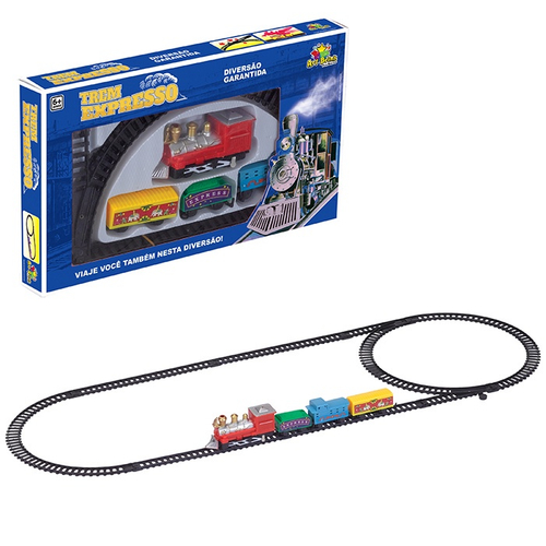 Ferrorama Trem Clássico Super Trilhos Locomotiva Com Luz E Som 45 Pçs