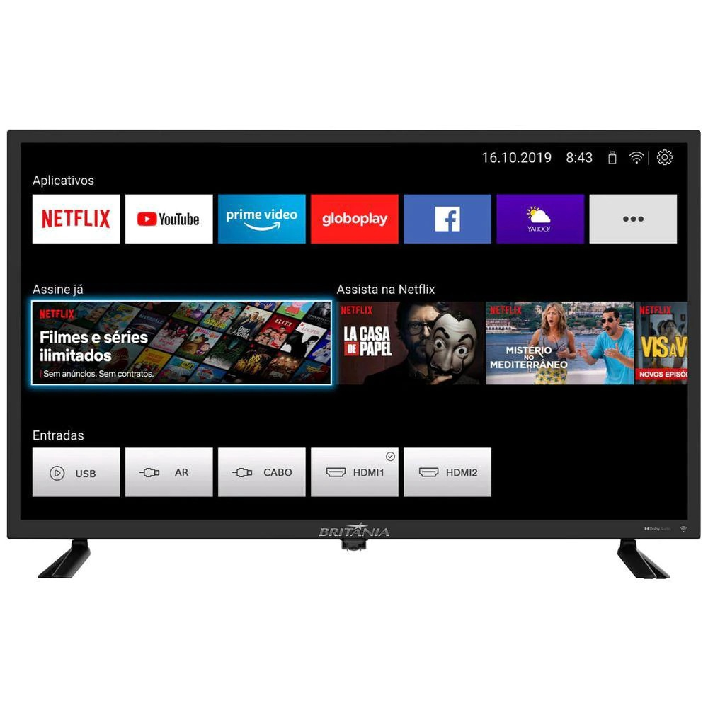 Smart TV Britânia 32 BTV32D10N5SKH HD Dolby Audio Led