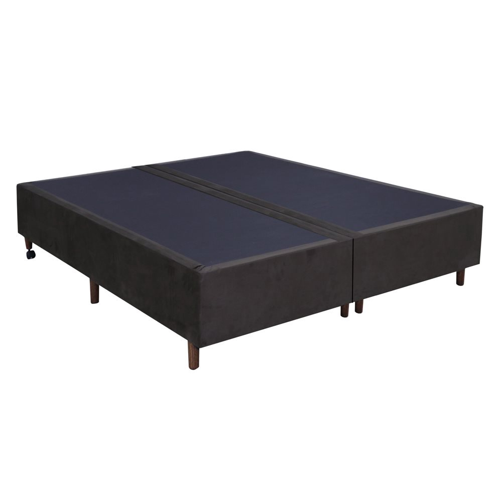 Base Para Cama Box Casal King Size Bipartido Cm Suede Liso Love Story Hf Marrom Gazin