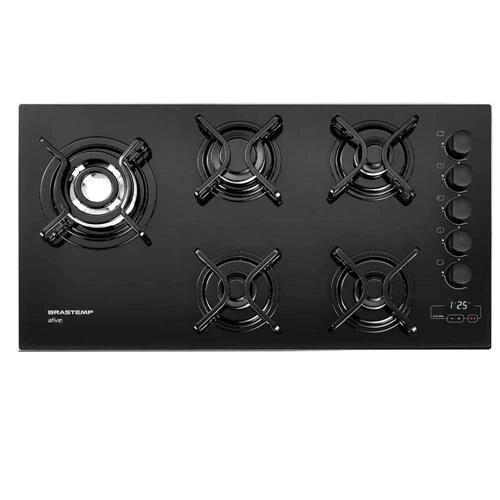 Cooktop Brastemp 5 Bocas á Gás, Touch Timer, BDT85AE, Bivolt no Shoptime