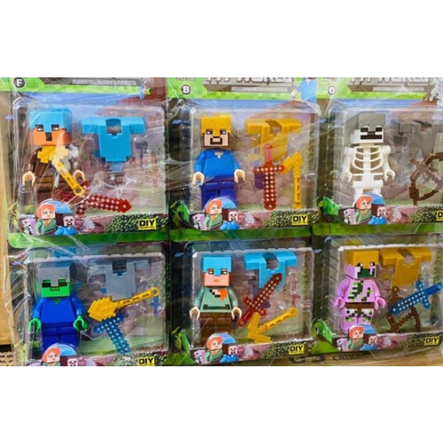 Boneco Minifigure Blocos De Montar Sheep Blue Minecraft no Shoptime