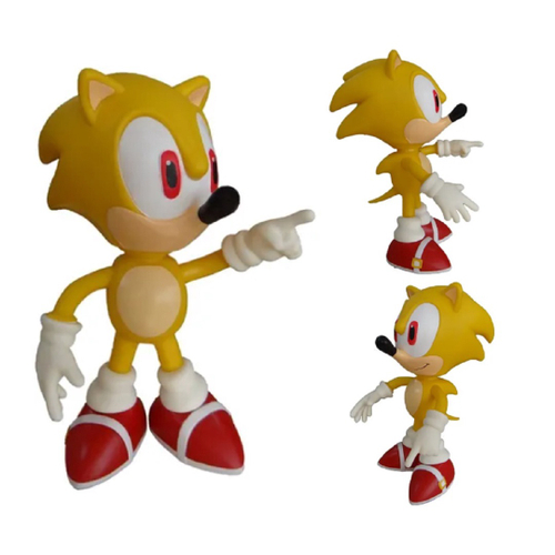 Boneco Sonic Amarelo Hedgehog Articulado Grande Original Brinquedo